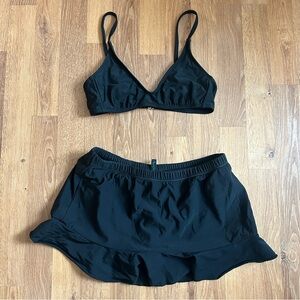 Black wild fable Bikini Top and Aqua Green Swim Skirt Set XS